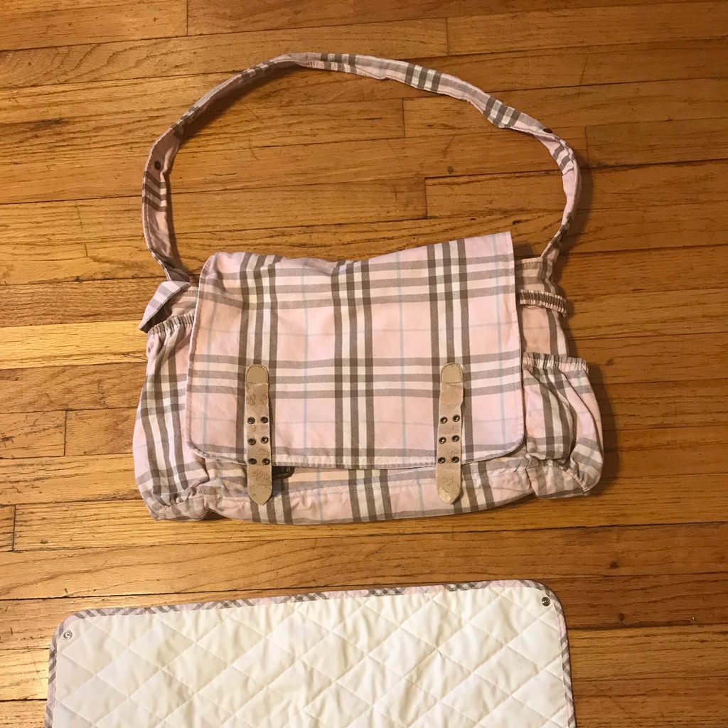 Burberry Pink And Tan Plaid Kids Shoulder Bag